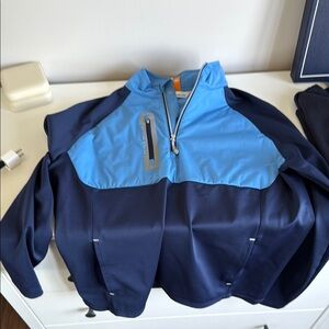 Peter Millar Blue Performance Jacket with Color Block Design